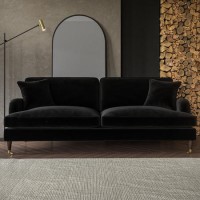 Black Velvet 4 Seater Sofa - Payton Black Velvet 4 Seater Sofa - Payton