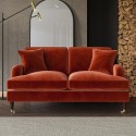 SOF205 Burnt Orange Velvet 2 Seater Sofa - Payton