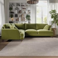 Olive Green Velvet 4 Seater Left Hand Corner Sofa - Payton