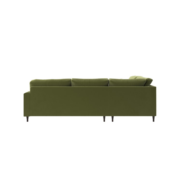 Olive Green Velvet 4 Seater Left Hand Corner Sofa - Payton