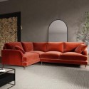 SOF210 Burnt Orange Velvet 4 Seater Left Hand Corner Sofa - Payton 
