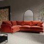 Burnt Orange Velvet 4 Seater Left Hand Corner Sofa - Payton 