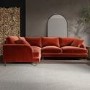 Burnt Orange Velvet 4 Seater Left Hand Corner Sofa - Payton 