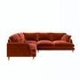 Burnt Orange Velvet 4 Seater Left Hand Corner Sofa - Payton 