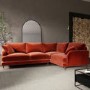Burnt Orange Velvet 4 Seater Right Hand Corner Sofa - Payton 