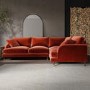 Burnt Orange Velvet 4 Seater Right Hand Corner Sofa - Payton 