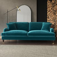 Teal Velvet 4 Seater Sofa - Payton
