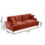Burnt Orange Velvet 4 Seater Sofa - Payton