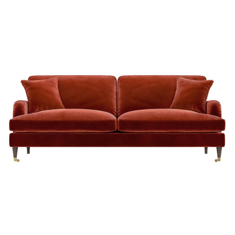 Burnt Orange Velvet 4 Seater Sofa - Payton