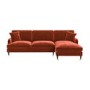 Burnt Orange Velvet Right Hand Facing 4 Seater Chaise Corner Sofa - Payton