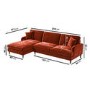 Burnt Orange Velvet Left  Hand Facing 4 Seater Chaise Corner Sofa - Payton