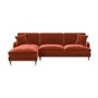 Burnt Orange Velvet Left  Hand Facing 4 Seater Chaise Corner Sofa - Payton