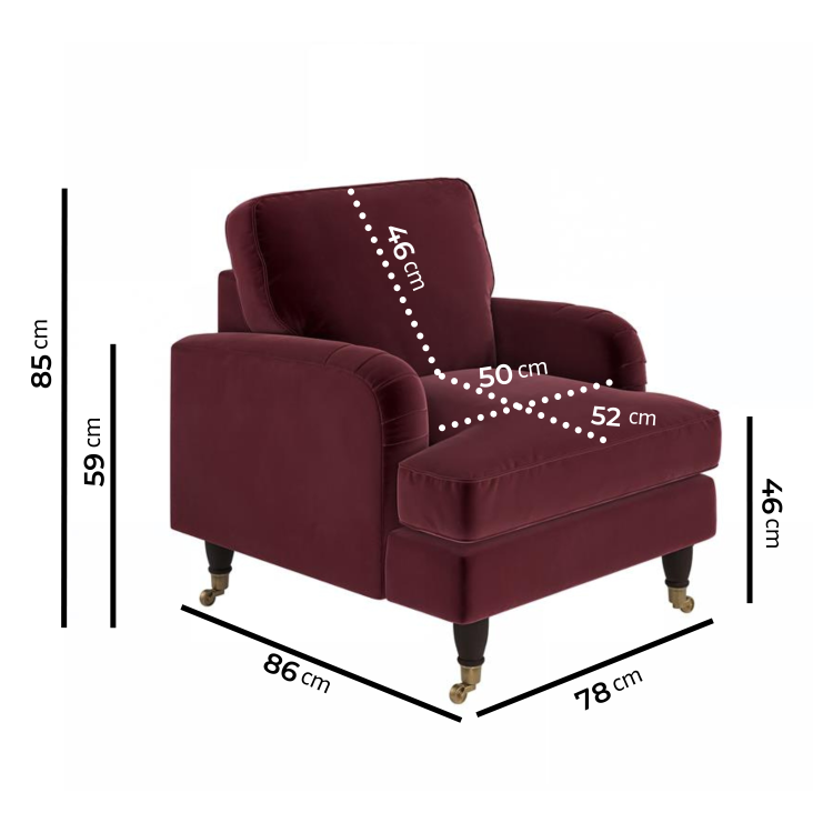 Burgundy Velvet Armchair - Payton