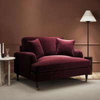 Burgundy Velvet Love Seat - Payton