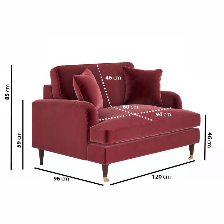 Burgundy Velvet Love Seat - Payton