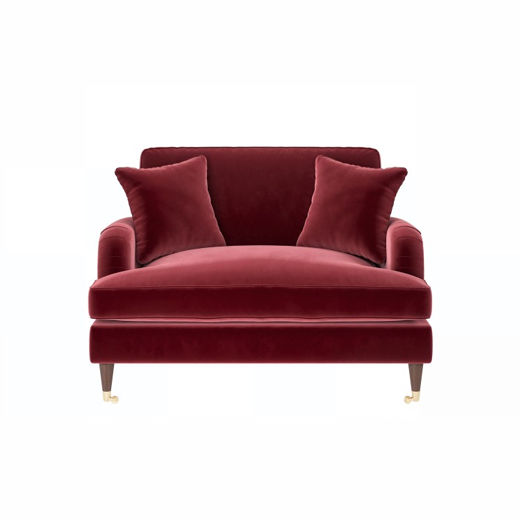 Burgundy Velvet Love Seat - Payton