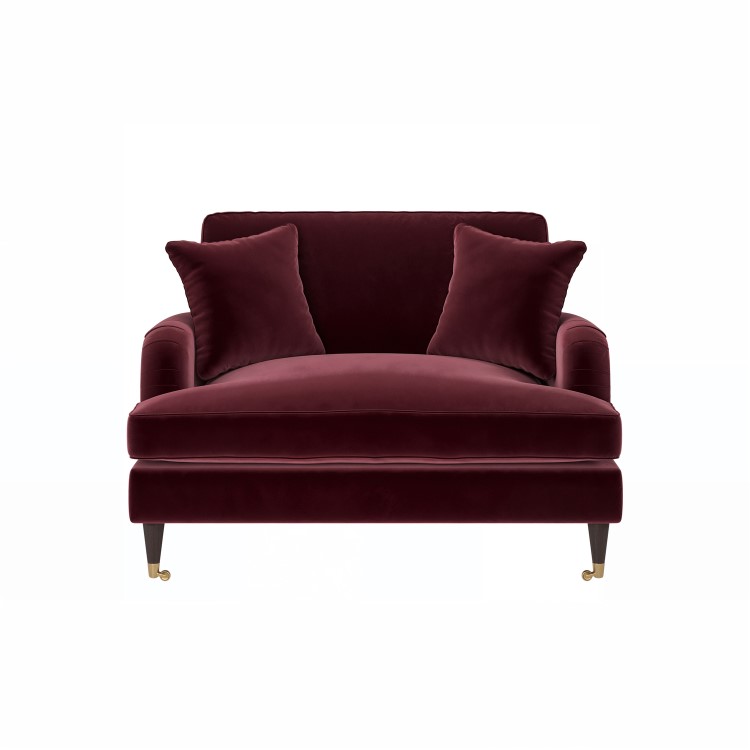 Burgundy Velvet Love Seat - Payton