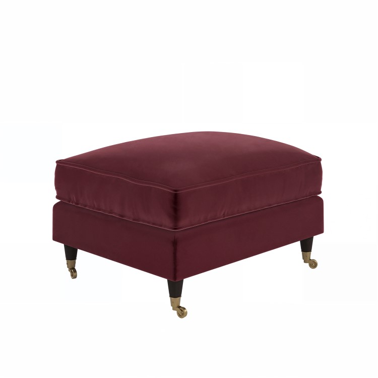 Burgundy Velvet Footstool - Payton