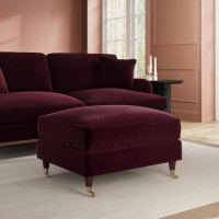 Burgundy Velvet Footstool - Payton