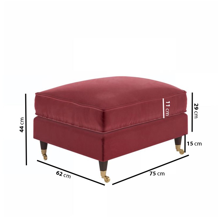 Burgundy Velvet Footstool - Payton