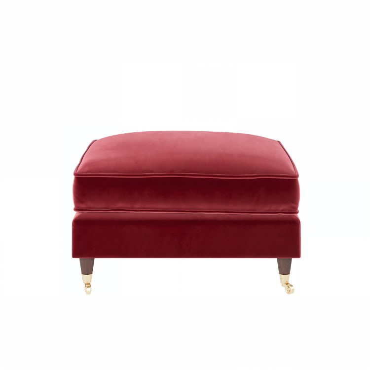 Burgundy Velvet Footstool - Payton