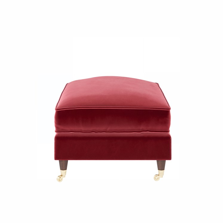 Burgundy Velvet Footstool - Payton