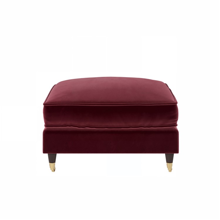 Burgundy Velvet Footstool - Payton