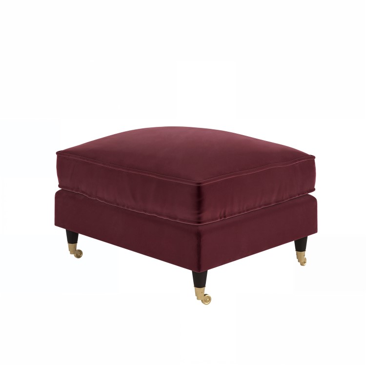 Burgundy Velvet Footstool - Payton