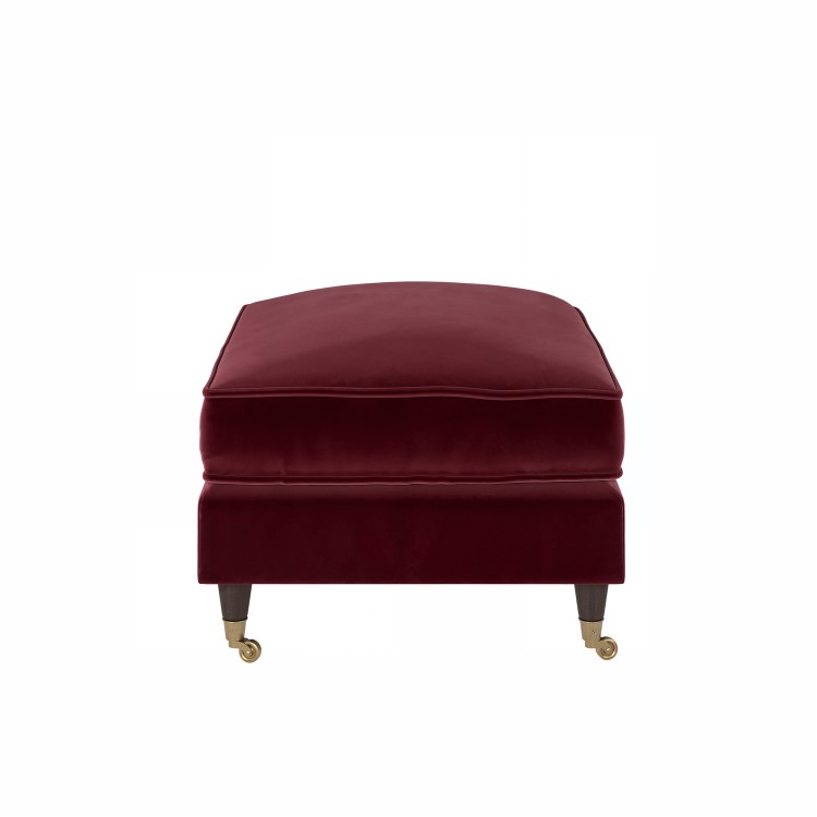Burgundy Velvet Footstool - Payton