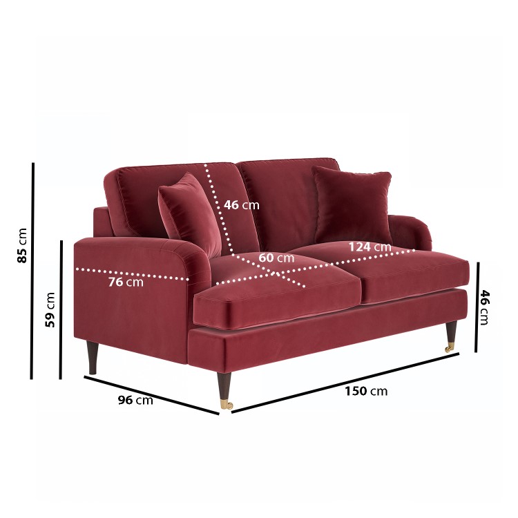 Burgundy Velvet 2 Seater Sofa - Payton