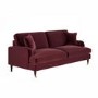 Burgundy Velvet 3 Seater Sofa - Payton