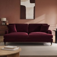 Burgundy Velvet 3 Seater Sofa - Payton