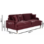 Burgundy Velvet 3 Seater Sofa - Payton