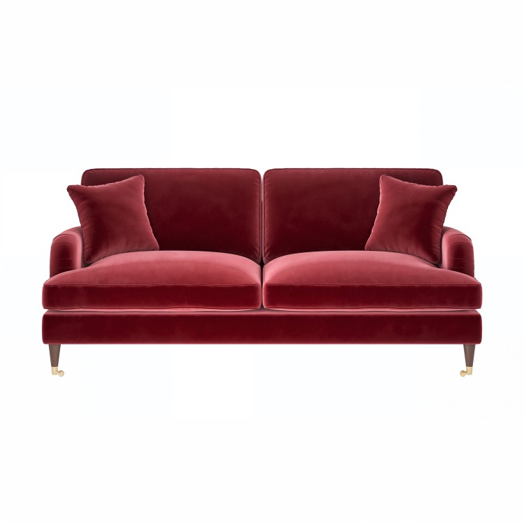 Burgundy Velvet 3 Seater Sofa - Payton