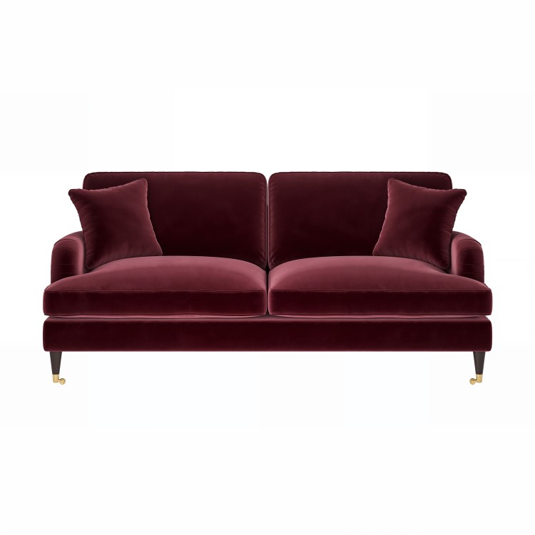 Burgundy Velvet 3 Seater Sofa - Payton
