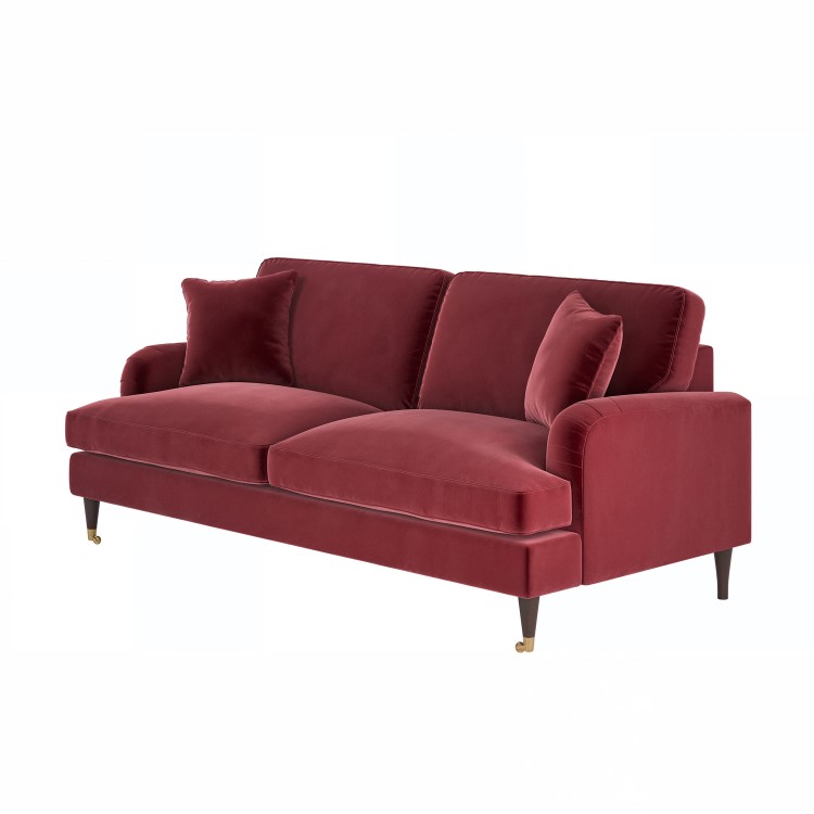 Burgundy Velvet 3 Seater Sofa - Payton