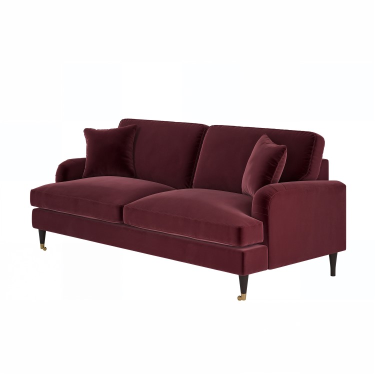 Burgundy Velvet 3 Seater Sofa - Payton