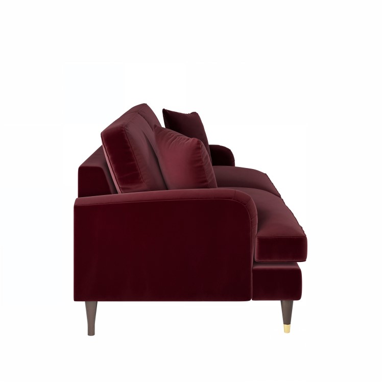 Burgundy Velvet 4 Seater Sofa - Payton