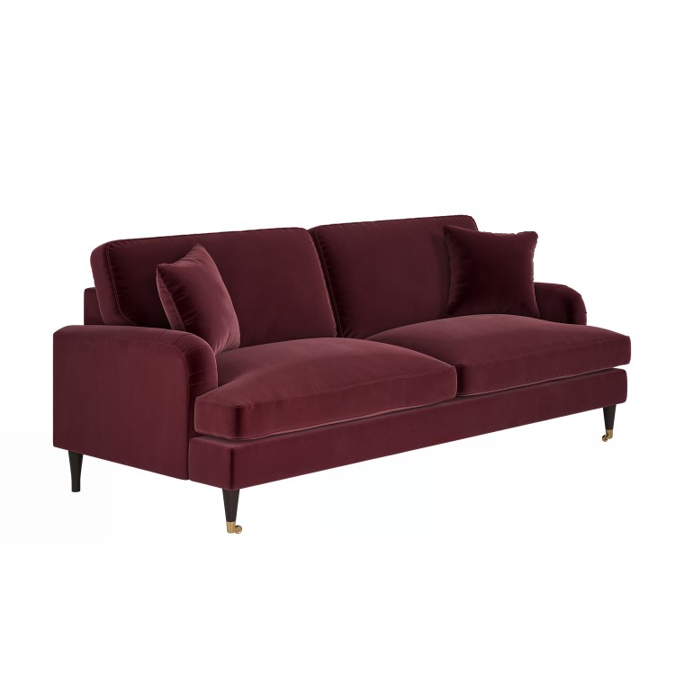 Burgundy Velvet 4 Seater Sofa - Payton