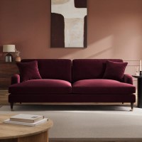 Burgundy Velvet 4 Seater Sofa - Payton