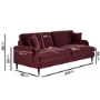 Burgundy Velvet 4 Seater Sofa - Payton