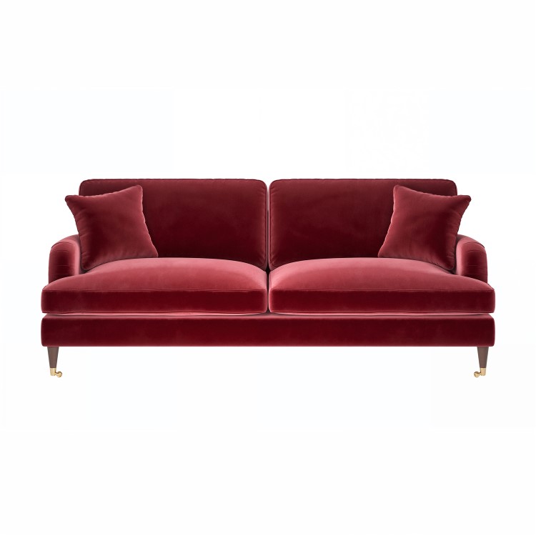 Burgundy Velvet 4 Seater Sofa - Payton