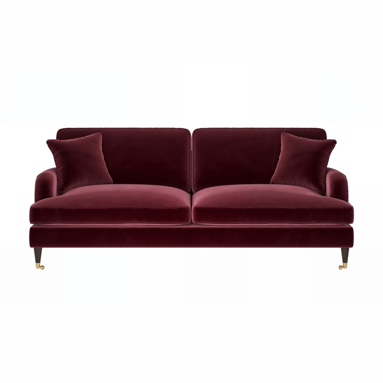 Burgundy Velvet 4 Seater Sofa - Payton