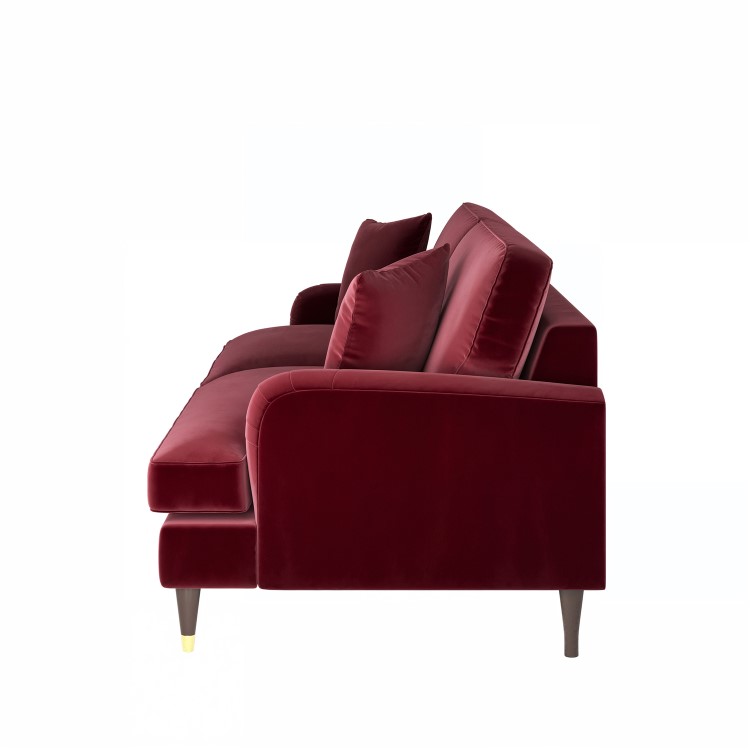 Burgundy Velvet 4 Seater Sofa - Payton
