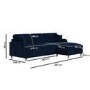 Navy Blue Velvet Right Hand 4 Seater Chaise Corner Sofa Bed - Payton