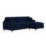 Navy Blue Velvet Right Hand 4 Seater Chaise Corner Sofa Bed - Payton