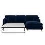 Navy Blue Velvet Right Hand 4 Seater Chaise Corner Sofa Bed - Payton