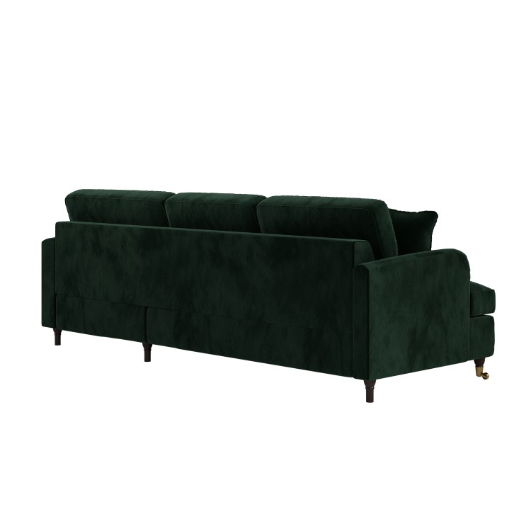 Dark Green Velvet Right Hand Chaise Sofa Bed - Payton