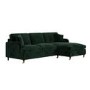Dark Green Velvet Right Hand Chaise Sofa Bed - Payton