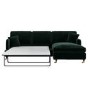 Dark Green Velvet Right Hand Chaise Sofa Bed - Payton